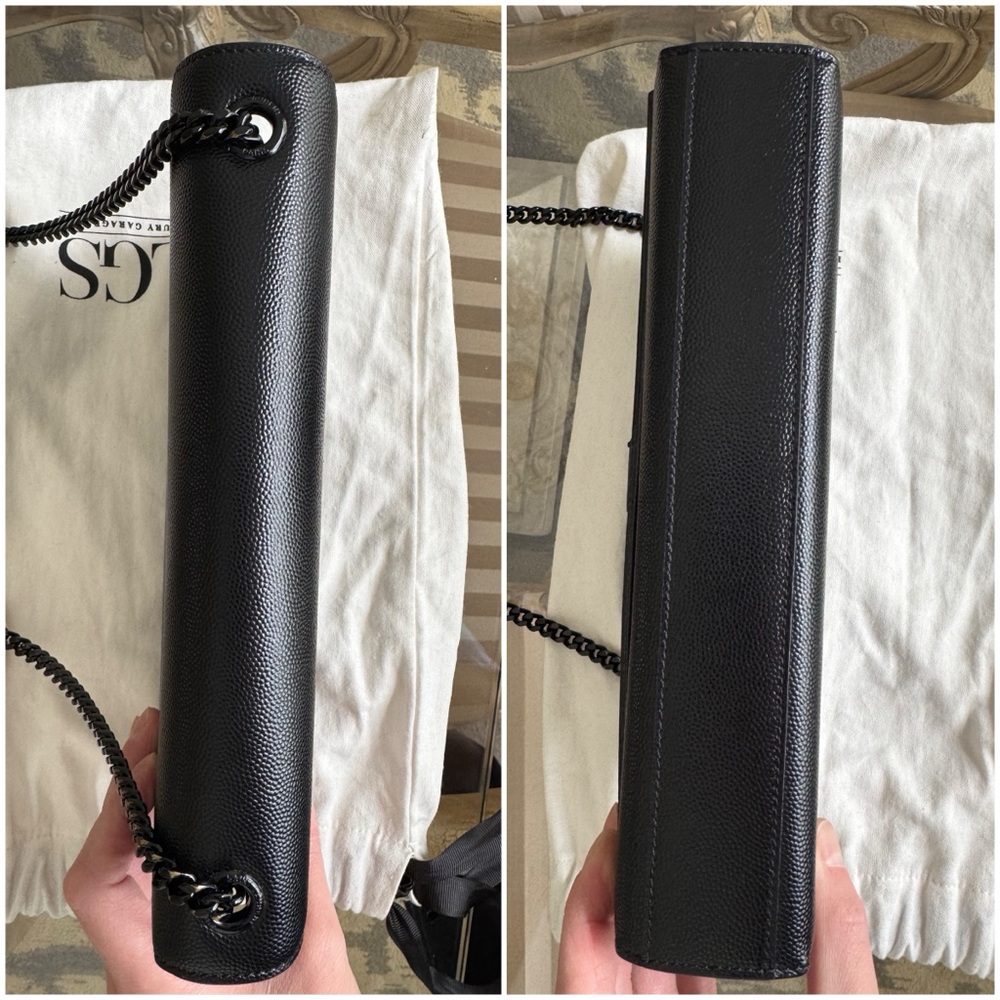 Saint Laurent YSL Medium Grain De Poudre Embossed Leather Black Shoulder Bag - Picture 4 of 16